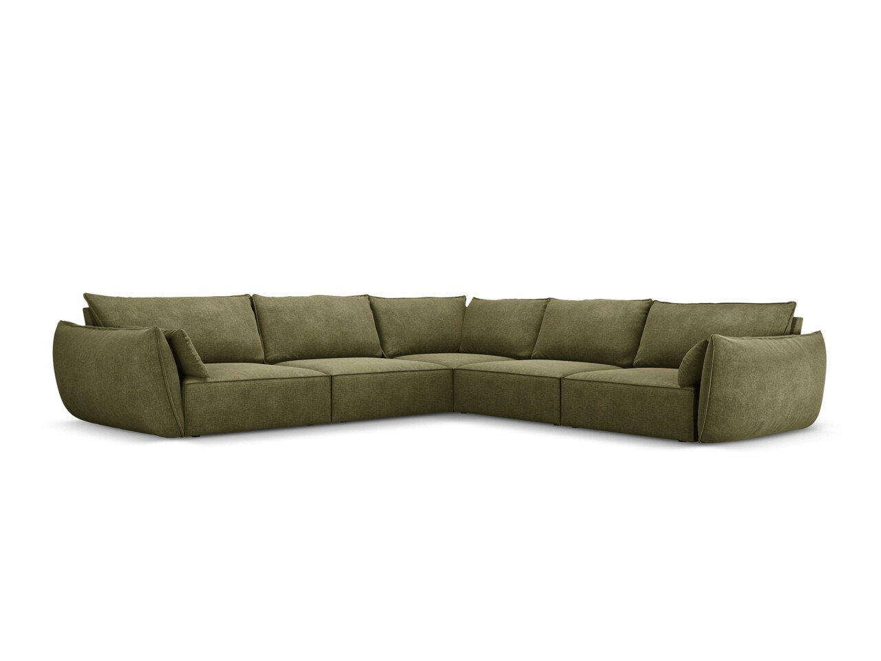 Coltar simetric 7 locuri, Kaelle, Micadoni Home, BL, 286x286x85 cm, poliester chenille, verde - imagine 6